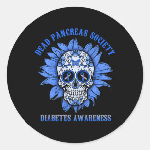 Sticker Rond Sugar Skull Flower Morts Pancreas Société Diabète