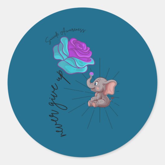 Sticker Rond Suicide Awareness Flower Elephant Ribbon Graphic (Devant)