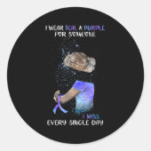 Sticker Rond Suicide Awareness I Wear Teal & Purple For Som (Devant)
