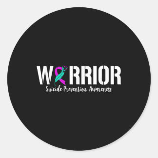 Sticker Rond Suicide Guerrier Purple Ribbon Prévention du suici