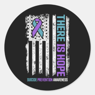 Sticker Rond Suicide Prévention American Flag Hope Suicide Awar