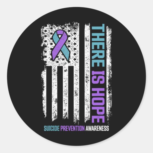 Sticker Rond Suicide Prévention American Flag Hope Suicide Awar (Devant)