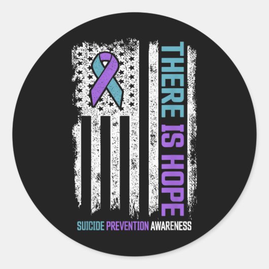Sticker Rond Suicide Prévention American Flag Hope Suicide Awar (Devant)