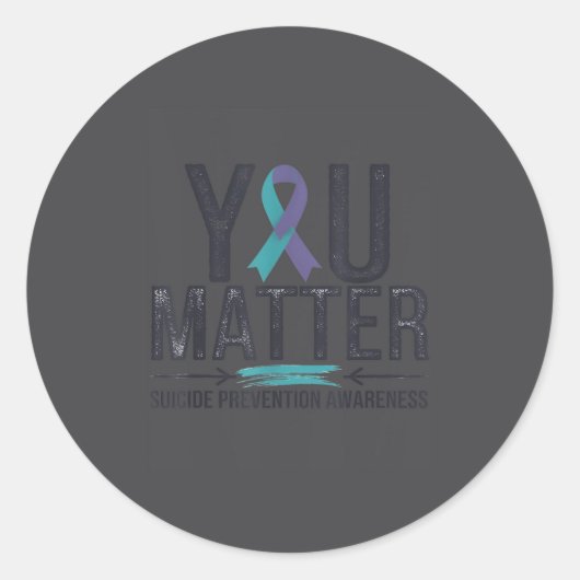 Sticker Rond Suicide Prevention Awareness Teal & Purple Rib (Devant)