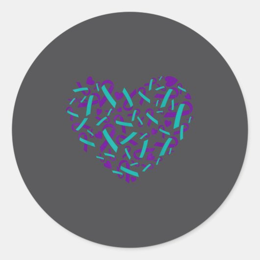 Sticker Rond Suicide Prevention Awareness Teal &amp; Purple Rib (Devant)