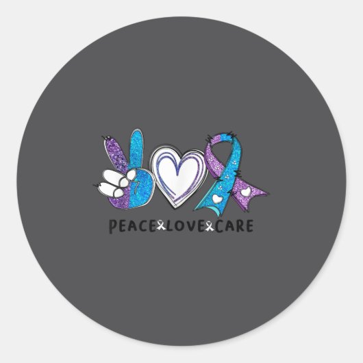 Sticker Rond Suicide Prevention Awareness Teal & Purple Rib (Devant)