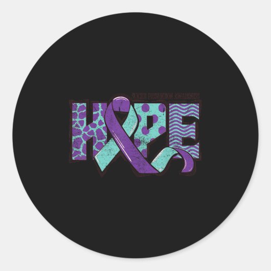 Sticker Rond Suicide Prevention Awareness Teal &amp; Purple Rib (Devant)
