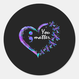 Sticker Rond Suicide Prevention Mental Health Awareness Heart