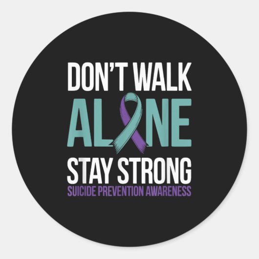 Sticker Rond Suicide Prevention Teal Purple Ribbon Suprt  (Devant)
