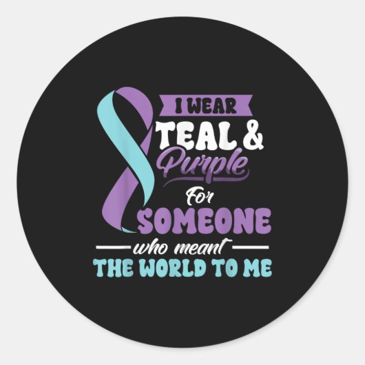 Sticker Rond Suicide Prevention Wear Teal Purple Someone Meant  (Devant)