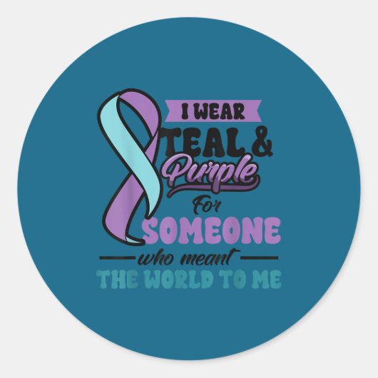 Sticker Rond Suicide Prevention Wear Teal Purple Someone Meant  (Devant)