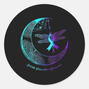 Sticker Rond Suicide Sensibilisation Chemise Dragonfly Lune Sui
