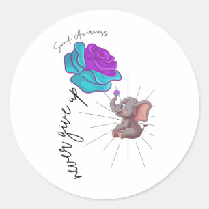 Sticker Rond Suicide Sensibilisation Fleur Eléphant Ribbon Grap