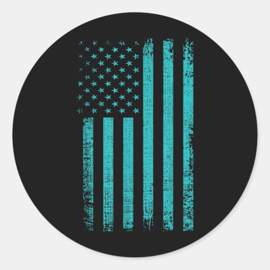Sticker Rond Suicide Sensibilisation Usa Drapeau Turquoise Purp (Devant)