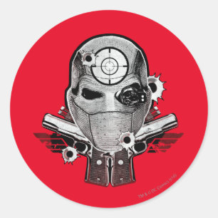 Sticker Rond Suicide Squad Deadshot Mask & Guns Tattoo Art