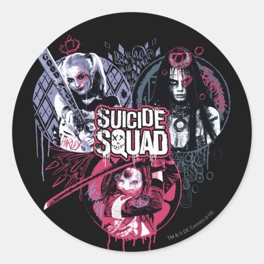 Sticker Rond Suicide Squad | Girls Graffiti Badges (Devant)