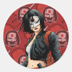 Sticker Rond Suicide Squad Katana Comic Book Art