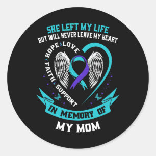 Sticker Rond Suicide turquoise et violet Sensibilisation au rub