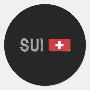 Sticker Rond Suisse Football Fan Shirt Drapeau Suisse
