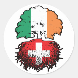 Sticker Rond Suisse Irlande irlandaise Suisse drapeau des racin