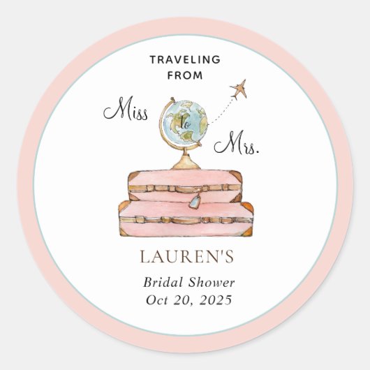 Sticker Rond Suitcases de voyage Douche nuptiale (Devant)
