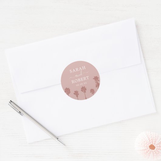 Sticker Rond Suite Mariage Romance Palm Tree (Enveloppe)