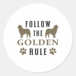 Sticker Rond Suivez L'Amoureux des chiens D'Essai De Règle D'Or