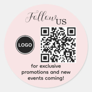 Sticker Rond Suivez-Nous Rose Blush