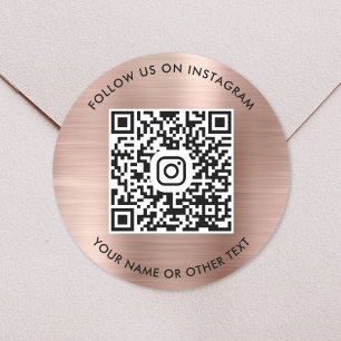 Sticker Rond Suivez-nous sur Instagram Code QR Rose Gold