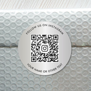 Sticker Rond Suivez-nous sur Instagram QR Code Argent