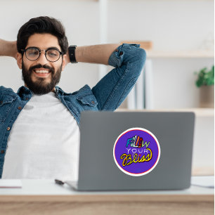 Sticker Rond Suivez vos lisses - Art Motivationnel Vibrant Impr