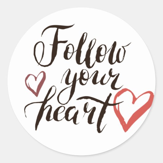 Sticker Rond Suivez votre script de coeur La Saint-Valentin (Devant)