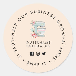 Sticker Rond Suivi sur les réseaux sociaux de la boulangerie pê