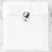 Sticker rond Sumi-e Crane (Sac)