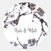 Sticker Rond Sumie de fleur de prune (Devant)