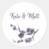 Sticker Rond Sumie de fleur de prune (Devant)