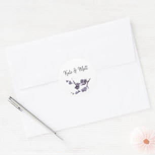 Sticker Rond Sumie de fleur de prune