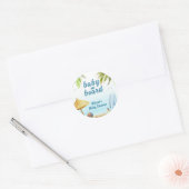 Sticker Rond Summer Beach Ocean Surboard Baby shower (Enveloppe)