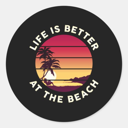 Sticker Rond Summer Beach Vacances Surf Cool Sun Sea Funny Cade (Devant)