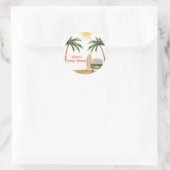 Sticker Rond Summer Boho Surf Plage Van Baby shower (Sac)