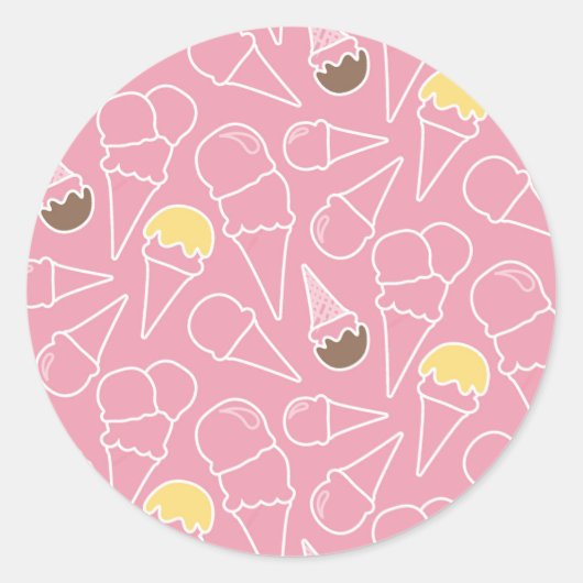 Sticker Rond Summer Ice Cream Pattern (Devant)
