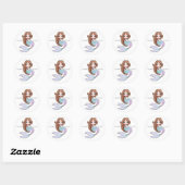Sticker Rond Summer Mermaid Girls Birthday (Feuille)