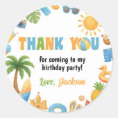 Sticker Rond Summer Party Tropical Beach Birthday (Devant)