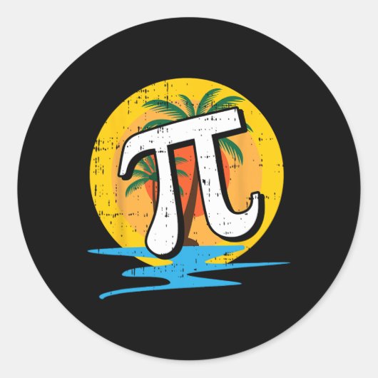 Sticker Rond Summer Pi Day Retro Beach Math (Devant)