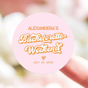 Sticker Rond Summer Pink et Orange Bachelorette Party Favoriser
