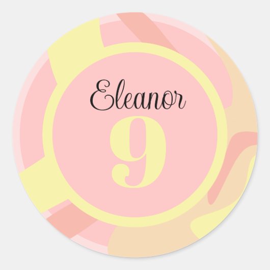 Sticker Rond Summer Pink Yellow Cream Moderne Personnalisé (Devant)