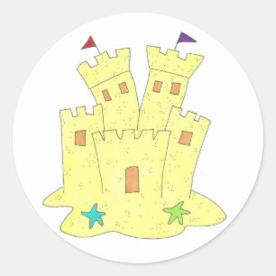 Sticker Rond Summer Sand Castle Sandcastle Beach Pool Party
