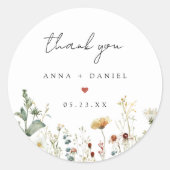 Sticker Rond Summer Wildflower Field Wedding (Devant)