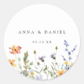 Sticker Rond Summer Wildflower Garden Wedding (Devant)
