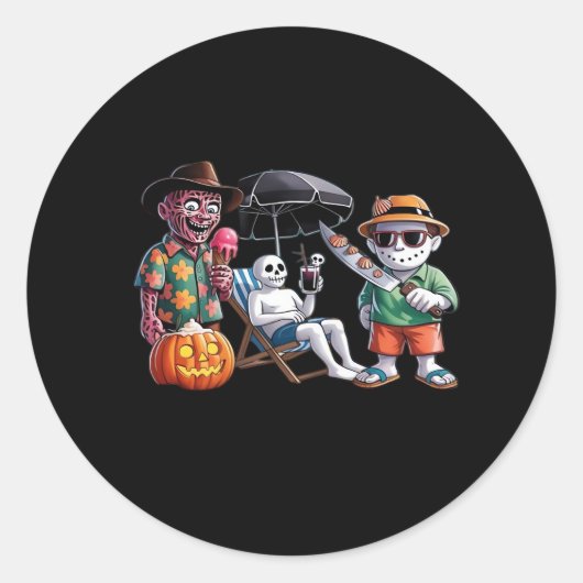 Sticker Rond Summerween - Plage de Summerween - Sorcière de Sum (Devant)